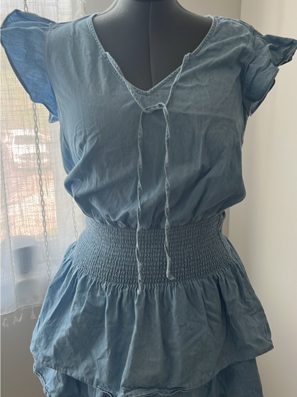 As U Wish Light Blue Denim-Look Top with Branded Neck Tag